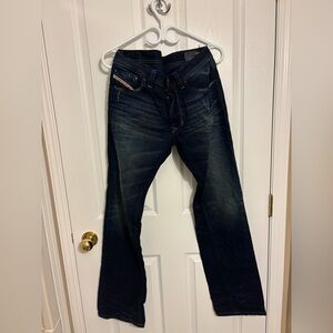 Dark Blue Straight-Leg Men's Denim Jeans